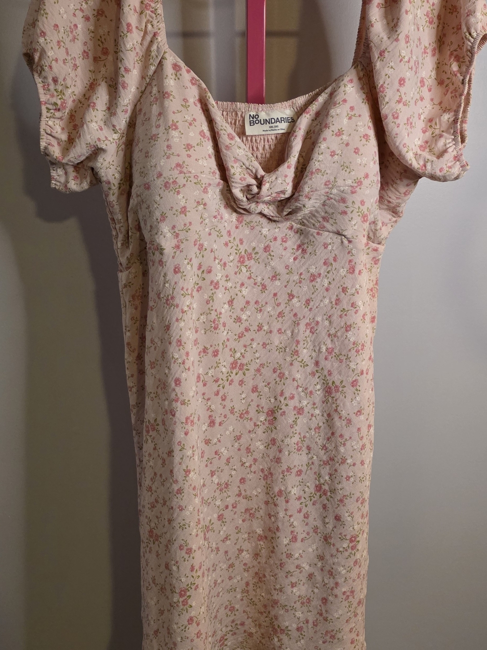 No Boundaries Light Pink Floral Puff Sleeve Dress Sz XXL